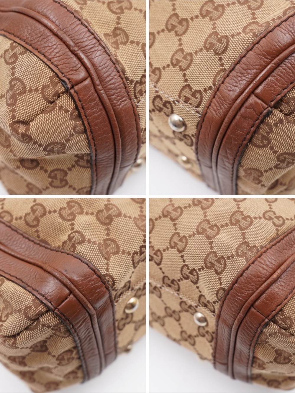 Gucci Beige & Brown GG Canvas Shoulder Bag with Braided Handle - Picture 6 of 12